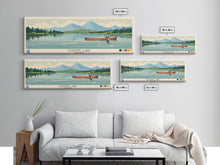 Load image into Gallery viewer, Echoing Lake Ontario Framed Canvas Print, Panoramic Art, Midcentury Modern, Pop Art, Bedroom Decor, Travel Poster, Lake View