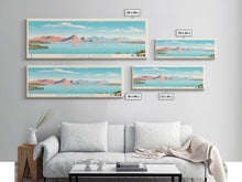 Load image into Gallery viewer, Elephant Butte Reservoir New Mexico Framed Canvas Print, Panoramic Wall Art, Midcentury Modern, Pop Art, Living Room Decor, Travel Poster, Lake Art