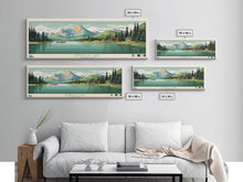 Load image into Gallery viewer, Emerald Lake Colorado Framed Canvas Print, Panoramic Art, Midcentury Modern, Pop Art, Living Room Wall Art, Travel Poster, Lake Art