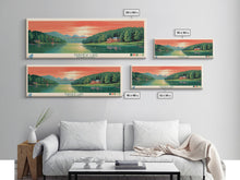 Carregar imagem no visualizador da galeria, Fairview Lake Pennsylvania Framed Canvas Print, Panoramic Art, Midcentury Modern, Pop Art, Living Room Decor, Travel Poster, Wall Art, Nature Art