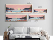 Carregar imagem no visualizador da galeria, Flagstaff Lake Maine Framed Canvas Print, Panoramic Wall Art, Midcentury Modern, Pop Art, Bedroom Decor, Travel Poster, Artistic Decor, Lake View