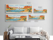 Carregar imagem no visualizador da galeria, Fool Hollow Lake Arizona Framed Canvas Print, Panoramic Art, Midcentury Modern, Pop Art, Living Room Decor, Travel Poster, Lake Painting, Wall Art