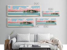 Load image into Gallery viewer, Geist Lake Indiana Framed Canvas Print, Panoramic Art, Midcentury Modern, Pop Art, Living Room Decor, Travel Poster, Nature Art, Wall Art