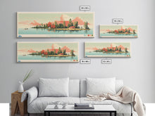 Load image into Gallery viewer, Lower Red Lake, Minnesota Panoramic Wall Art Framed Canvas Print, Midcentury Modern, Pop Art, Home Decor, Travel Poster, Living Room Art