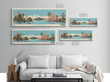 Load image into Gallery viewer, Trophy Lakes, South Carolina Framed Canvas Print, Lake House Decor, Midcentury Modern Art, Pop Art, Travel Poster, Living Room Wall Art