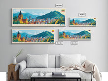 Load image into Gallery viewer, Bogota, Colombia Travel Poster Panoramic Canvas Print, Bogota, Colombia Painting, Colombia Art, Bogota Travel Art, Guest Room Painting