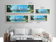 Load image into Gallery viewer, Brisbane, Australia Travel Poster Panoramic Canvas Print, Brisbane, Australia Painting, Australia Art, Brisbane Travel Art, Guest Room Painting
