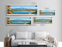 Carregar imagem no visualizador da galeria, Canberra, Australia Panoramic Travel Poster Canvas Print, Canberra, Australia Painting, Australia Art, Canberra Travel Art, Guest Room Painting