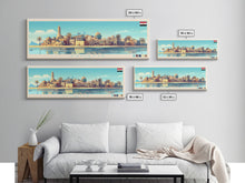 Load image into Gallery viewer, Damietta, Egypt Panoramic Travel Poster Canvas Print, Damietta, Egypt Painting, Egypt Art, Damietta Panoramic Travel Art, Travel Painting