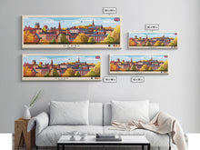 Load image into Gallery viewer, Derby, England Panoramic Travel Poster Canvas Print, Derby, England Painting, England Art, Derby Travel Art, Guest Room Painting
