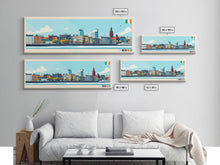 Load image into Gallery viewer, Dublin, Ireland Travel Poster Panoramic Canvas Print, Dublin, Ireland Painting, Ireland Art, Dublin Travel Art, Guest Room Painting