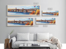 Load image into Gallery viewer, Dundee, Scotland Panoramic Travel Poster Canvas Print, Dundee, Scotland Painting, Scotland Art, Dundee Panoramic Travel Art, Travel Painting