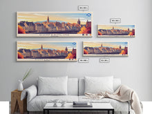Load image into Gallery viewer, Dunfermline, Scotland Panoramic Travel Poster Canvas Print, Dunfermline, Scotland Painting, Scotland Art, Dunfermline Travel Art, Guest Room Painting
