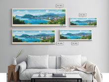 Carregar imagem no visualizador da galeria, Florianopolis, Brazil Panoramic Travel Poster Canvas Print, Florianopolis, Brazil Painting, Brazil Art, Florianopolis Panoramic Travel Art, Travel Painting
