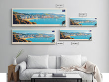 Load image into Gallery viewer, Wellington, New Zealand Panoramic Travel Poster Canvas Print, Wellington, New Zealand Painting, New Zealand Art, Wellington Panoramic Travel Art, Travel Painting