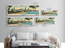 Load image into Gallery viewer, Baku, Azerbaijan Panoramic Canvas Print, Baku, Azerbaijan Painting, Azerbaijan Art, Baku Travel Poster, Travel Art, Living Room Painting