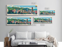 Load image into Gallery viewer, Bogota, Colombia Panoramic Canvas Print, Bogota, Colombia Painting, Colombia Art, Bogota Travel Poster, Travel Art, Living Room Painting