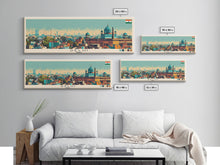 Load image into Gallery viewer, Delhi, India Panoramic Canvas Print, Delhi, India Painting, India Art, Delhi Travel Poster, Travel Art, Guest Room Painting