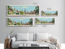 Load image into Gallery viewer, Durham, England Panoramic Canvas Print, Durham, England Painting, England Art, Durham Travel Poster, Travel Art, Vacation Gift