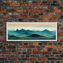 Load image into Gallery viewer, Emerald Green Rolling Hills and Mountains, Landscape Art, Ready To Hang Canvas Print, Framed Wall Art