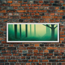 Load image into Gallery viewer, Emerald Green Forest Landscape, Panoramic Art, Framed Canvas, Framed Wall Art, Wall Art With Frame