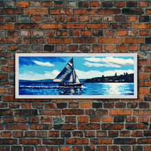 Cargar imagen en el visor de la galería, Come Sail Away - Panoramic Sail Boat Art - Framed Canvas Print - Oil Painting Reprint - Framed Art - Sailing On The Open Ocean