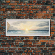 Load image into Gallery viewer, Panoramic Sea Canvas Oil Painting Print, Holiday Seascape Art, Blue Sky Cloud Mural Living Room Decor Painting Framed Wall Art
