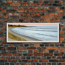 Carregar imagem no visualizador da galeria, Canvas Beach Wall Art, Seashore, Cove, Minimalist Beach Art, Pastel Beach Wall Art, Beach Scene Art, Panoramic, Wall Art, Canvas Print