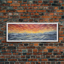 Carregar imagem no visualizador da galeria, Abstract Sea Horizon Wall Art, Vibrant Abstract, Framed Print Art, Sunset, Ocean, Textured Abstract Panoramic, Wall Art, Canvas Print