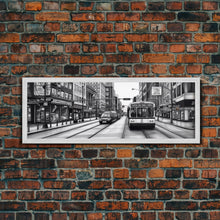 Load image into Gallery viewer, Big City Canvas Print, City Art, Cars, Bus, Buildings, Large Urban Art Print, Original Art, Wall Decor, Panoramic, Wall Art, Canvas Print