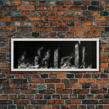 Cargar imagen en el visor de la galería, City Buildings On Fire Canvas Print, City Art, Dark Urban Art, Large Urban Art Print, Wall Decor, Panoramic, Wall Art, Canvas Print