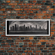 Cargar imagen en el visor de la galería, Cityscape Pencil Sketch Canvas Print, Buildings, Skyline, Urban Art, Large Urban Art Print, Wall Decor, Panoramic, Wall Art, Canvas Print