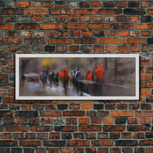 Carregar imagem no visualizador da galeria, Abstract People On Street Canvas Print, Abstract Urban Art, Vibrant Art, Line Art City Wall Decor, Panoramic, Wall Art, Canvas Print