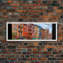 Cargar imagen en el visor de la galería, Colorful Abstract Row Of Buildings City Canvas Print, Large Urban Art Print, Cityscape Art, Vibrant Art, Panoramic, Wall Art, Canvas Print