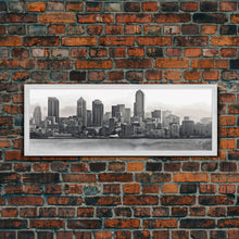 Cargar imagen en el visor de la galería, Cityscape Wall Art, City Skyline Wall Art, Black And White Large Art Print, Wall Decor, Framed Canvas, Panoramic, Wall Art, Canvas Print
