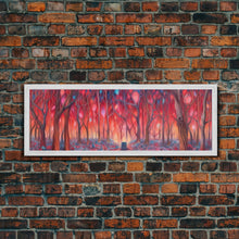 Load image into Gallery viewer, Enchanted Forest Art, Abstract Forest Art, Pink Forest, Pastel Wood, Wall Decor, Large Canvas Print, Panoramic, Wall Art, Canvas Print