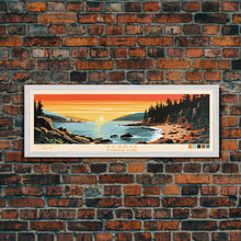 Carregar imagem no visualizador da galeria, Acadia National Park, Panoramic Maine Travel Art, National Park Print, Minimalist Travel Art, Midcentury Modern Style Landscape