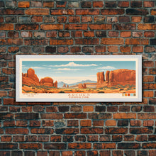 Load image into Gallery viewer, Arches National Park, Panoramic Utah Travel Art, National Park Print, Minimalist Travel Art, Midcentury Modern Style Landscape