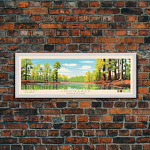 Cargar imagen en el visor de la galería, Congaree National Park, Panoramic South Carolina Travel Art, National Park Print, Minimalist Travel Art, Midcentury Modern Style Landscape