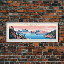 Load image into Gallery viewer, Crater Lake National Park, Panoramic Oregon Travel Art, National Park Print, Minimalist Travel Art, Midcentury Modern Style Landscape