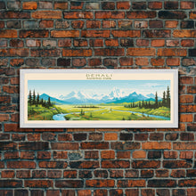 Load image into Gallery viewer, Denali National Park, Panoramic Alaska Travel Art, National Park Print, Minimalist Travel Art, Midcentury Modern Style Landscape