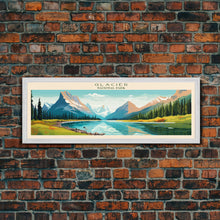 Carregar imagem no visualizador da galeria, Glacier National Park, Panoramic Montana Travel Art, National Park Print, Minimalist Travel Art, Midcentury Modern Style Landscape