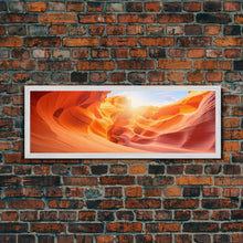 Load image into Gallery viewer, Beautiful Photographic Panoramic of Antelope Canyon Arizona, Sunset Photography, Framed Canvas Print, Landscape Photography, Landmark Art