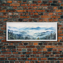Load image into Gallery viewer, Blue Ridge Mountains National Park Panoramic Watercolor Painting Framed Canvas Print Large Wall Art