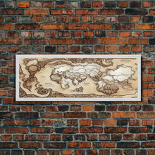 Load image into Gallery viewer, D&D RPG World Map Concept Art, Ready To Hang Canvas Print, Panoramic Art, Extra Wide Wall Decor, Cool Mancave Art, DND