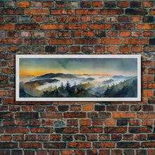 Load image into Gallery viewer, Beautiful Watercolor Landscape, Ready To Hang Canvas Print, Panoramic Art, Above Sofa Wall Art
