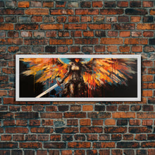 Load image into Gallery viewer, The Battle Angel, Framed Canvas Print, Game Room Art, Panoramic Painting, Panoramic Wall Art, Extra Large Wall Art