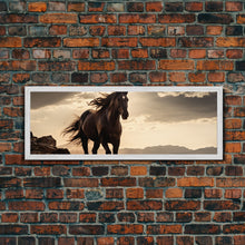 Carregar imagem no visualizador da galeria, Canvas Wall Art, Horse Photography Print, Framed Canvas Print, Horse Wall Decor, Panoramic Wall Art, Large Wall Art, Rustic Decor