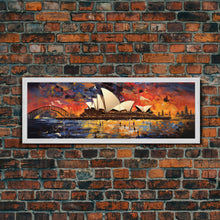 Carregar imagem no visualizador da galeria, Abstract Painting of the Sydney Opera House, Framed Canvas Print, Van Gogh Inspired Australia Art, Paint of Sydney