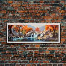 Load image into Gallery viewer, Beautiful Fall Centerpiece Wall Art, Framed Canvas Print, Autumn Landscape Watercolor Painting, Minimalist Boho Style Wall Art, Minimalist